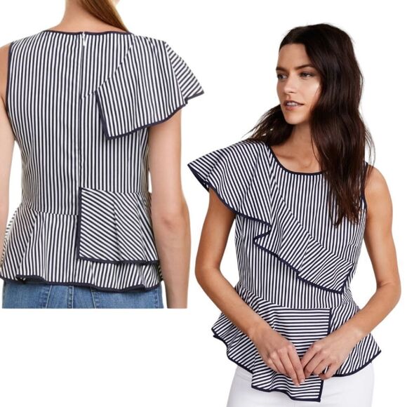 Parker striped peplum ruffled top size S nwot - Picture 2 of 9